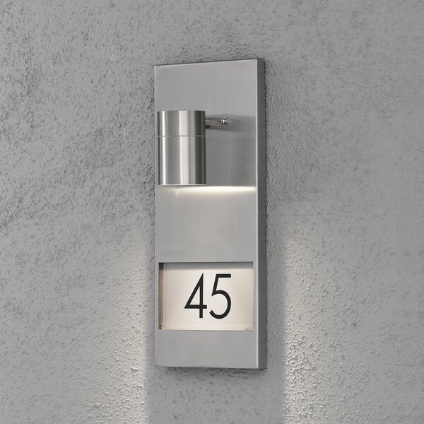 Konstsmide Lumină pentru număr de casă Modena 7655, oțel inoxidabil, Metalic, Metal, Modern, Soclu de perete jos