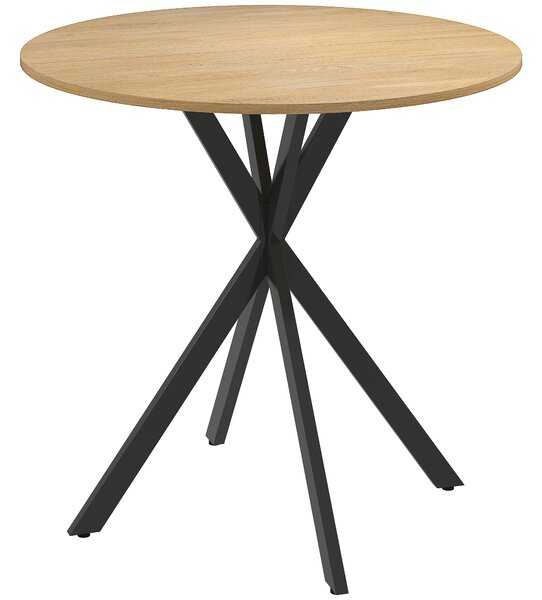 HOMCOM Masă Rotundă de Dining Industrială 80cm - Stejar Alb | Aosom Romania