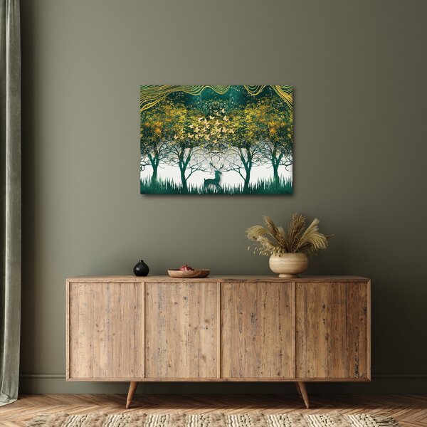 Tablou - Căprioare în pădurea verde (70x50 cm)