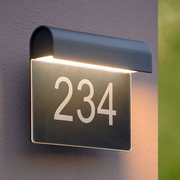 Lucide Thesi LED cu LED-uri pentru numărul casei, negru, Negru, Metal, Modern