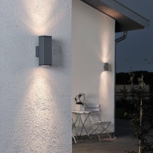 Konstsmide Spot de exterior Monza antracit 2 fluxuri, reglabil, Negru, Metal, Modern, Spot de exterior / vârf de pământ