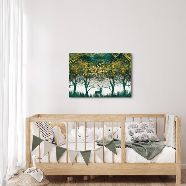 Tablou - Căprioare în pădurea verde (70x50 cm)