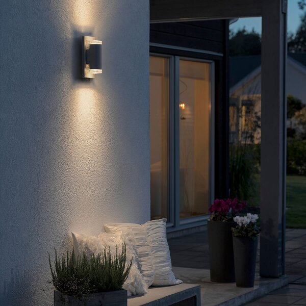 Konstsmide Lampă de perete pentru exterior Potenza, Up & Down, antracit, reglabil, Negru, Metal, Modern