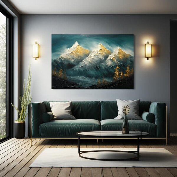 Decor de perete modern Orizont de armonie de aur - PREMIUM ART 40x60 cm