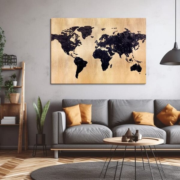Golden touch pe pânză Lumea în aur 60x90 cm