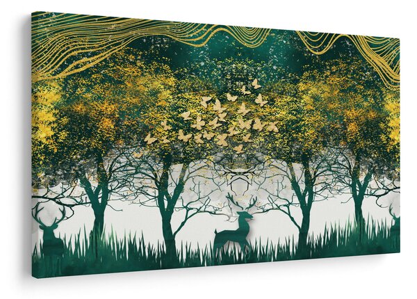 Tablou - Căprioare în pădurea verde (90x60 cm)
