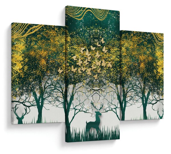 Tablou - Căprioare în pădurea verde (90x60 cm)