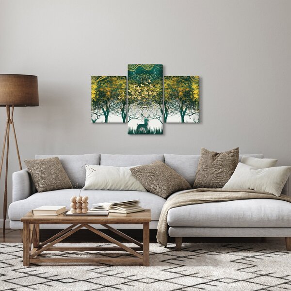 Tablou - Căprioare în pădurea verde (90x60 cm)