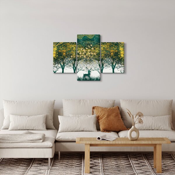 Tablou - Căprioare în pădurea verde (90x60 cm)