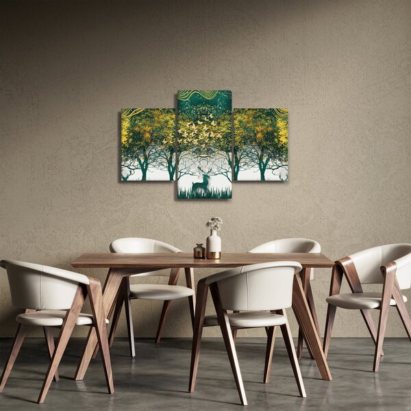 Tablou - Căprioare în pădurea verde (90x60 cm)