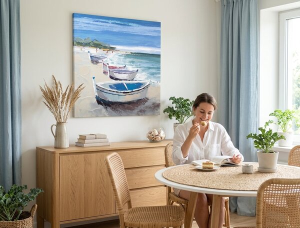 Pictat Tablou de perete BOATS 1 parte 70x70 cm - 70×70 cm / Clasic 2 cm