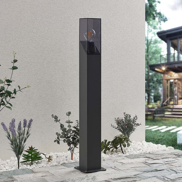 Lucande Bornă luminoasă Fiola, 80 cm, antracit, IP54, reglabil, Negru, Metal, Modern
