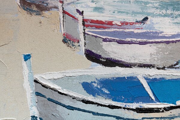 Pictat Tablou de perete BOATS 1 parte 70x70 cm - 70×70 cm / Clasic 2 cm