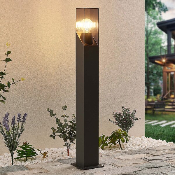 Lucande Bornă luminoasă Fiola, 80 cm, antracit, IP54, reglabil, Negru, Metal, Modern