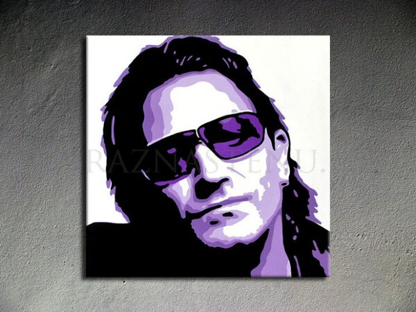 Tablou POP ART pictat manual BONO-U2 100x100 cm