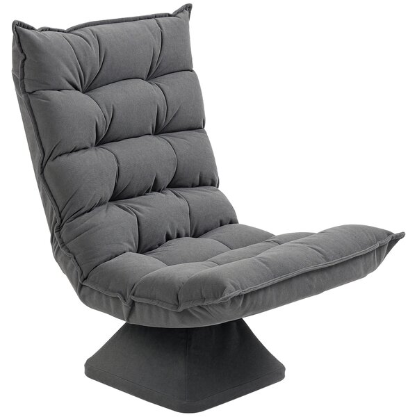 HOMCOM Fotoliu relax fotoliu lounge design capitonat înclinare spătar reglabil pivotant 360° finisaj in gri chinuit | Aosom Romania