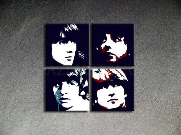 Tablou POP ART pictat manual BEATLES 100x100 cm