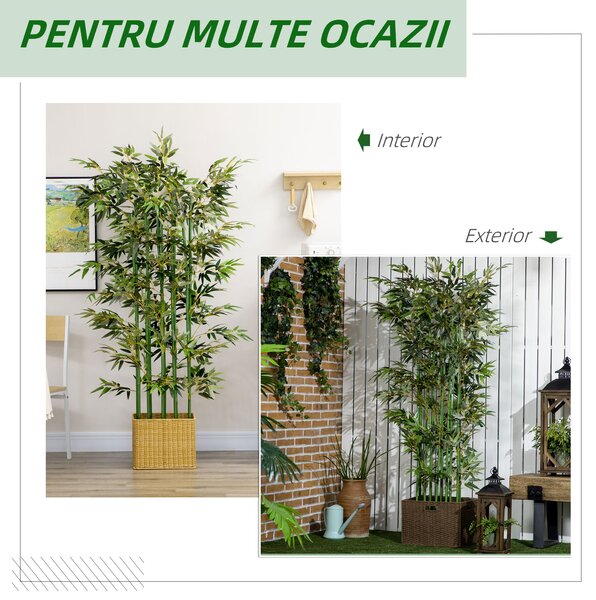 HOMCOM Bambus Artificial, Plantă Decorativă, Aspect Realist, Ușor de Întreținut, Pentru Casă, 180 cm, Verde | Aosom Romania