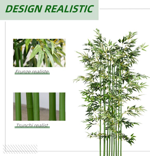 HOMCOM Bambus Artificial, Plantă Decorativă, Aspect Realist, Ușor de Întreținut, Pentru Casă, 180 cm, Verde | Aosom Romania