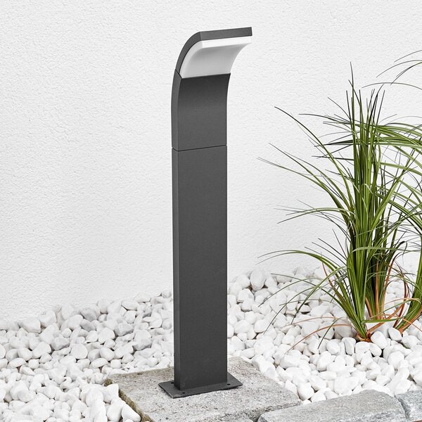 Lucande Timm bornă luminoasă LED, 60 cm, antracit, metal, IP54, Negru, Aluminiu, Modern