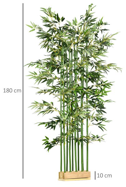HOMCOM Bambus Artificial, Plantă Decorativă, Aspect Realist, Ușor de Întreținut, Pentru Casă, 180 cm, Verde | Aosom Romania