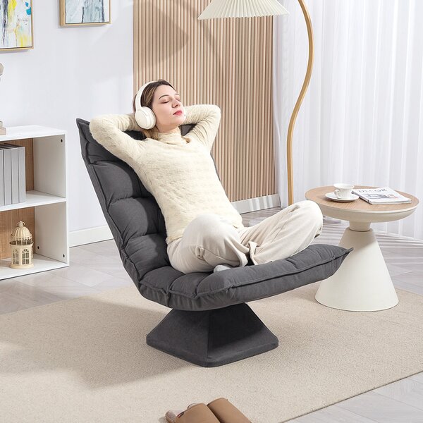 HOMCOM Fotoliu de Podea Relaxant Rotativ 360° cu Spătar Reglabil în 5 Poziții, 62x70x95 cm, Gri | Aosom Romania