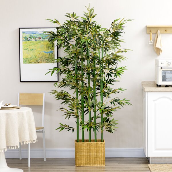 HOMCOM Bambus Artificial, Plantă Decorativă, Aspect Realist, Ușor de Întreținut, Pentru Casă, 180 cm, Verde | Aosom Romania