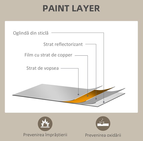 HOMCOM Oglindă Dreptunghiulară de Perete cu Cârlige, Sticlă și MDF, 60x80 cm, Negru | Aosom Romania