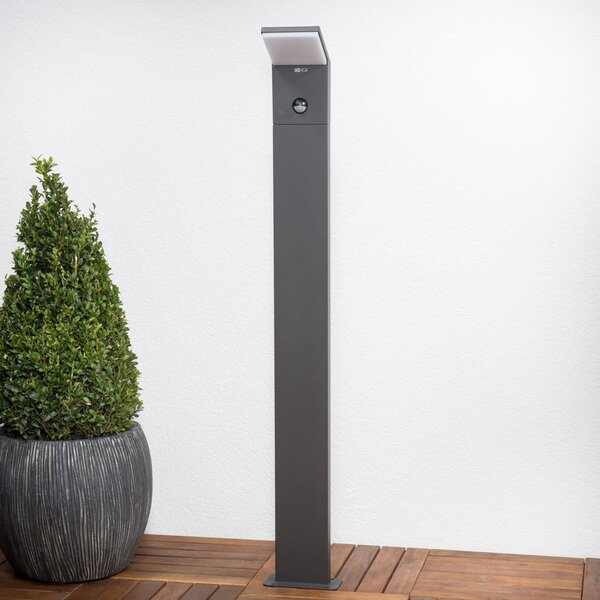 Lucande LED bornă luminoasă Nevio, senzor, 100cm, antracit, Negru, Metal, Modern