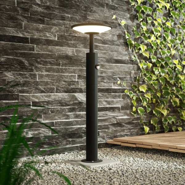Lucande Fenia bornă luminoasă LED, 60 cm, senzor, IP54, antracit, Negru, Aluminiu, Modern