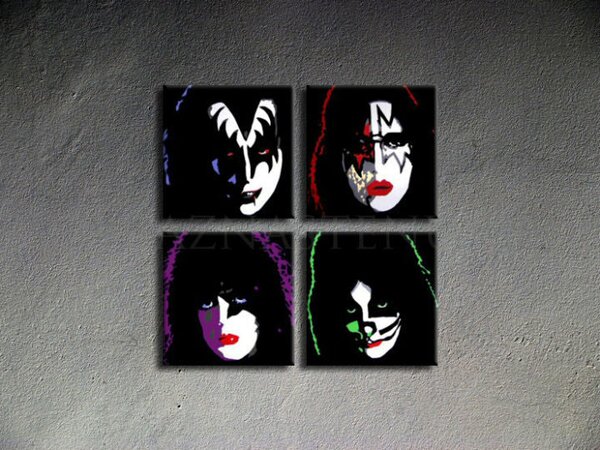 Tablou POP ART pictat manual Kiss 100x100 cm