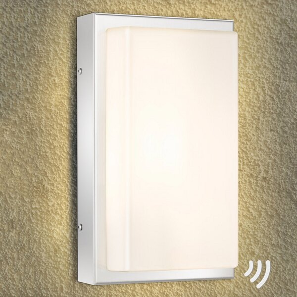 LED lampă de perete pentru exterior Julea, oțel inoxidabil, sticlă, detector de