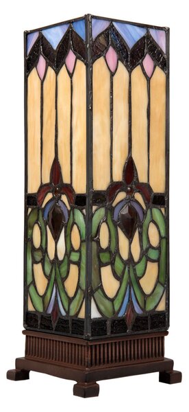 Clayre&Eef Lampă de masă 5906 cu abajur colorat sticlă, Multicolor, Camera de zi / sufragerie, Sticlă, Tiffany