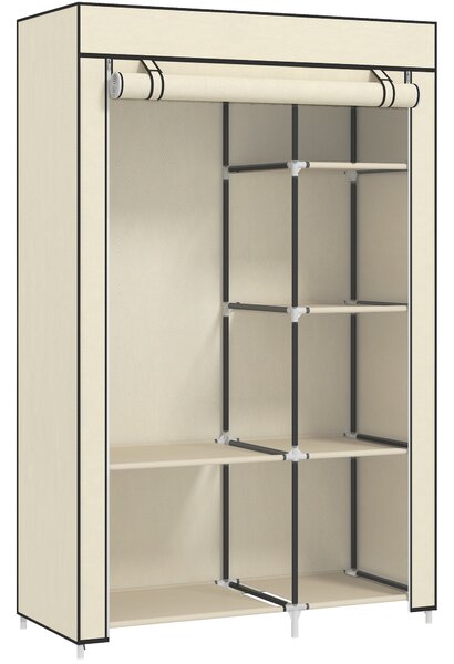 HOMCOM Dulap portabil din otel, netesut si PP cu 6 rafturi deschise, 1 cuier si usa cu balamale, 103x43x162,5 cm, gri | Aosom Romania