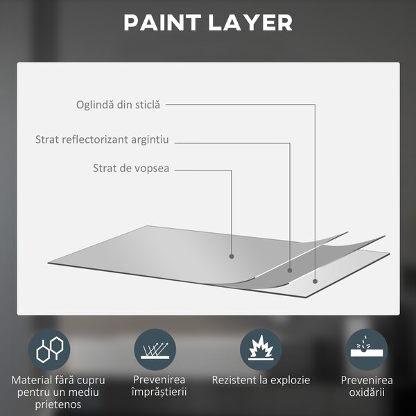 Kleankin Oglinda de Baie Rotunda cu Lumina LED in 3 Culori si intrerupatoare Touch, Ø70x3.5 cm, Transparent | Aosom Romania