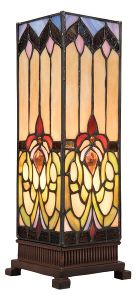 Clayre&Eef Lampă de masă 5906 cu abajur colorat sticlă, Multicolor, Camera de zi / sufragerie, Sticlă, Tiffany