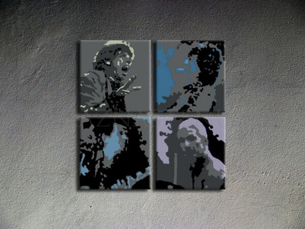 Tablou POP ART pictat manual ROLLING STONES 80x80 cm