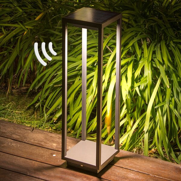 FARO BARCELONA Saura solar LED piedestal cu lumină solară detector de mișcare, Gri, Metal, Modern, Lumini solare