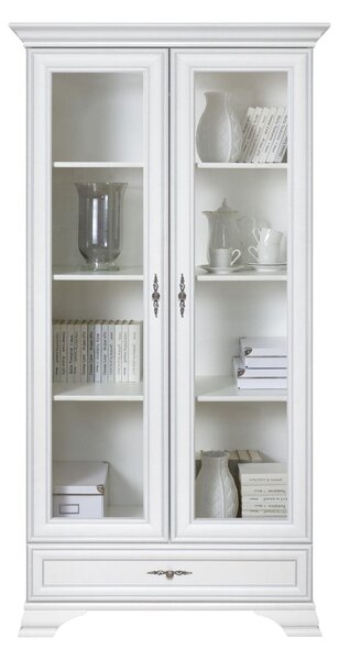 Vitrina IDENTO B, alb, PAL/sticla, 100x41x197 cm