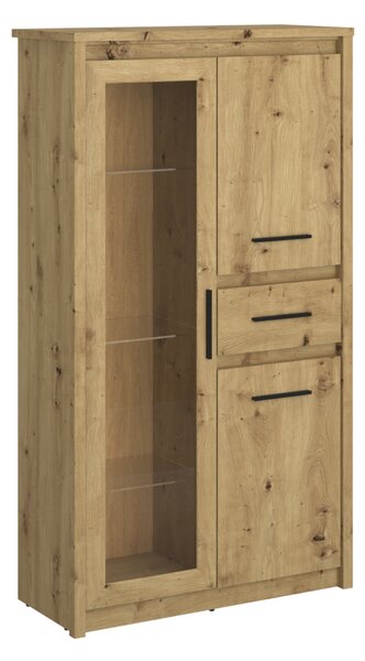 KONDELA Vitrină joasă 2D1W1S, stejar Artisan, AIRON