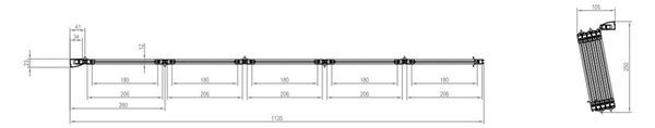 Ravak Supernova paravan cadă 113.5 cm cinci piese alb luciu/plastic 794E010041