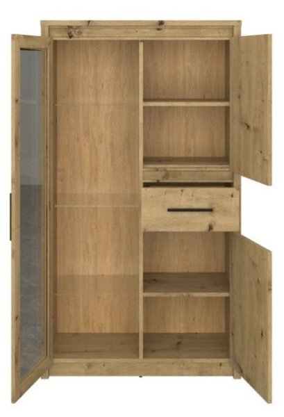 KONDELA Vitrină joasă 2D1W1S, stejar Artisan, AIRON