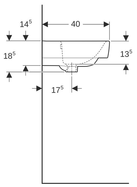 Geberit Selnova Compact lavoar 65x40 cm dreptunghiular clasică-de blat alb luciu 501.892.00.7