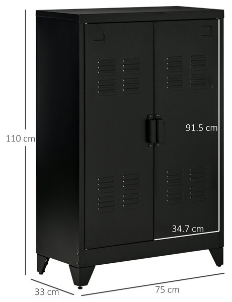 HOMCOM Dulapior Multifunctional cu 2 Usi Stil Industrial, Dulapior Metalic pentru Casa si Garaj - Gri | Aosom Romania