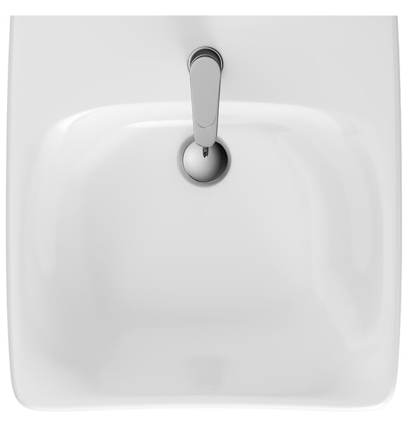 Geberit Selnova Compact lavoar 55x55 cm pătrat clasică pentru persoane cu dizabilități alb luciu 501.461.00.7