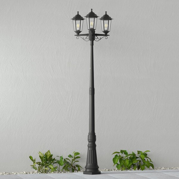 Lindby lumina de exterior Nane, 217cm, negru, rezistent la apa mare, E27, reglabil, Negru, Plastic, Antichitate