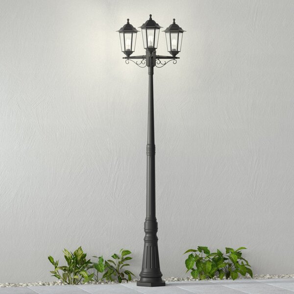 Lindby lumina de exterior Nane, 217cm, negru, rezistent la apa mare, E27, reglabil, Negru, Plastic, Antichitate
