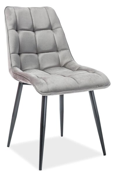 Scaun CHIC, stofa catifelata gri - Bluvel 14, 50x43x88 cm