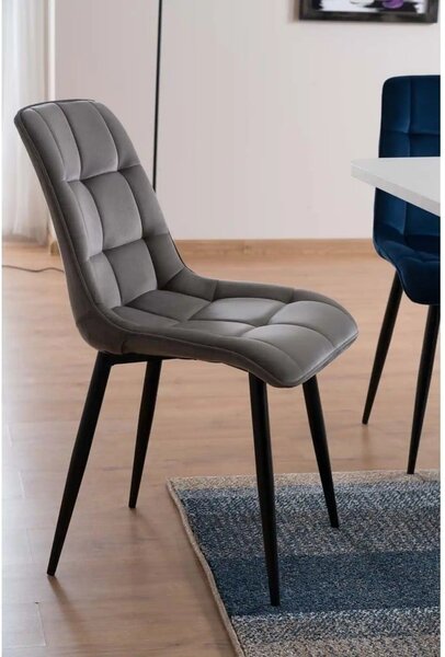 Scaun CHIC, stofa catifelata gri - Bluvel 14, 50x43x88 cm