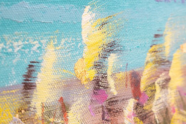 Tablou pictat manual PLAJĂ 1 parte - 120x40 cm - 120×40 cm / Clasic 2 cm